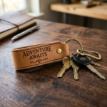 Custom Engraved Leather Keychain