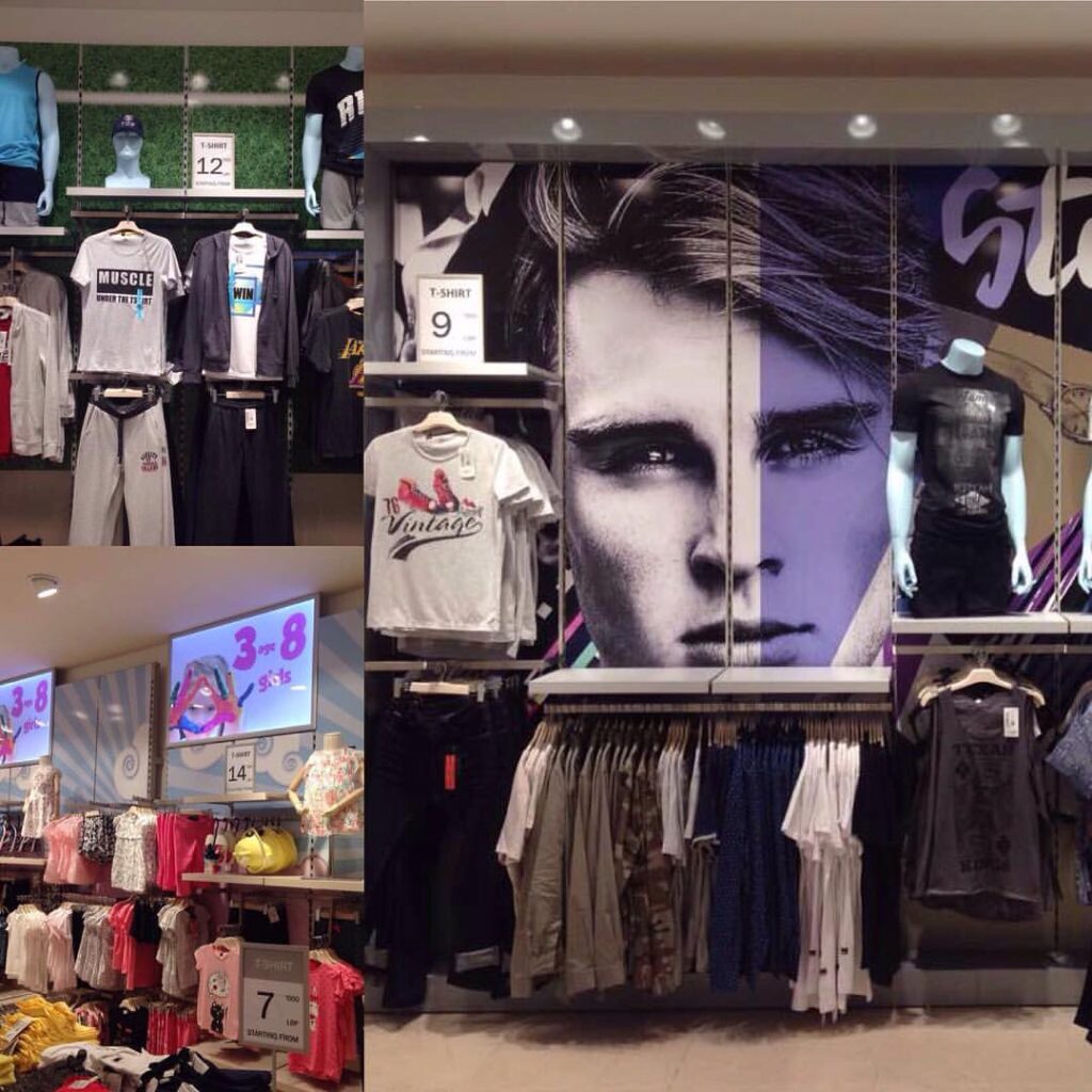 Custom retail interior graphics and visual merchandising installation