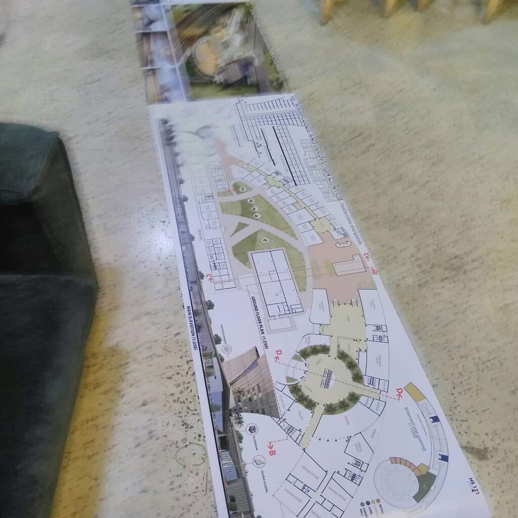 Folded architectural plan print