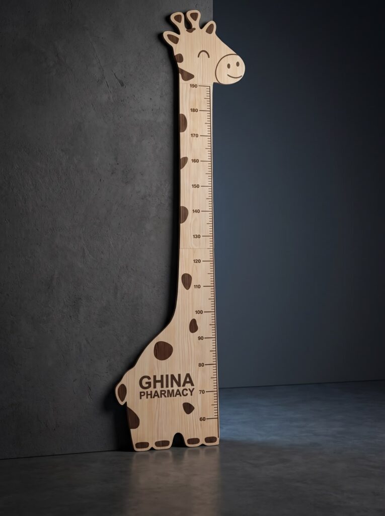 Custom height measurement scale produced for a pharmacy by SHARK.
