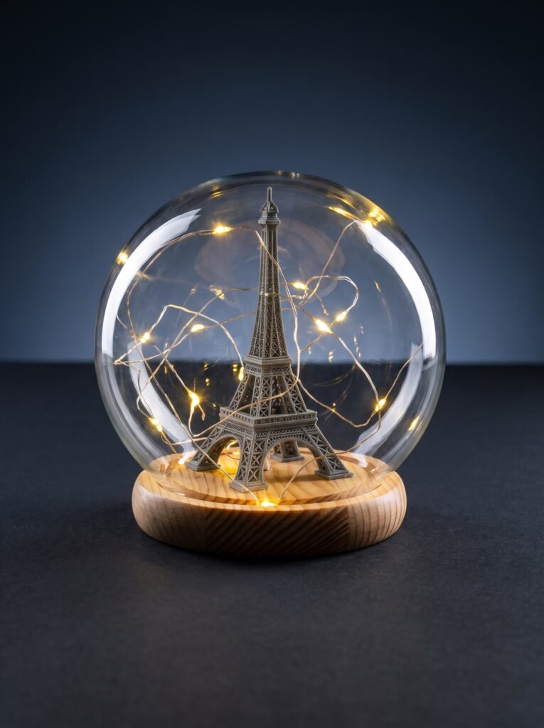 Personalized Eiffel Tower illuminated dome gift by SHARK
