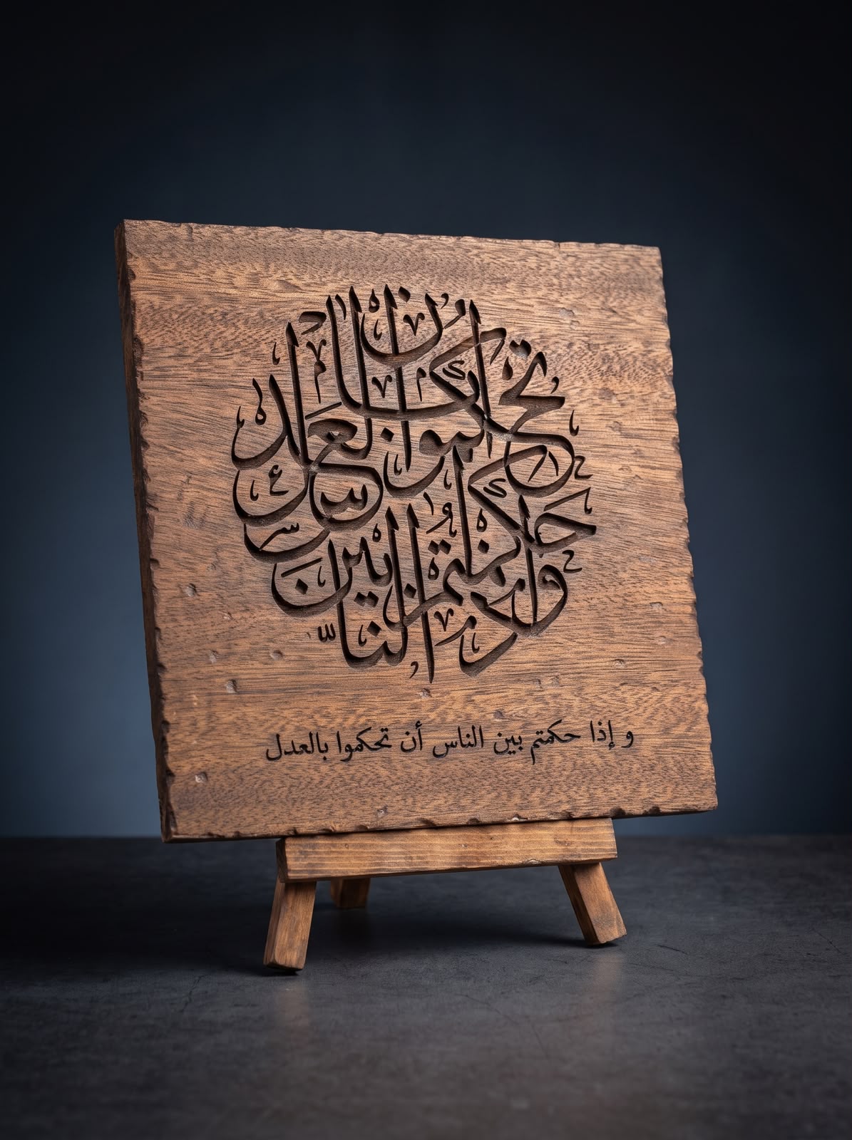 Laser-engraved Arabic calligraphy wooden plaque by SHARK